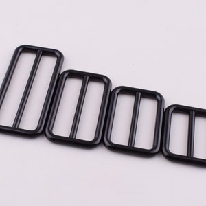 Black Slide Strap Buckles,Rectangular Center Bar Slider metal belt buckles webbing purse handbag making 20mm 25mm 30mm 40mm 8 pcs
