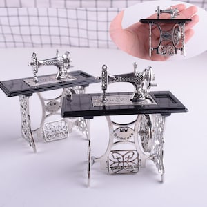 Miniature sewing machine model,Dollhouse miniatures Vintage decoration household appliances artisan Photography props
