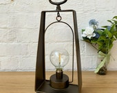 Vintage Industrial Standing Metal Glass Bedroom Side Table Desk LED Light Lamp D