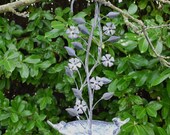 Grey Antique Hanging Outdoor Garden Bird Bath Feeder Feeding Water Station 41cm