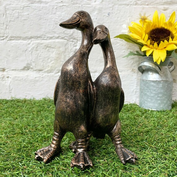 Vintage Garden Statue Sculpture Pair Of Ducks Decorative Etsy