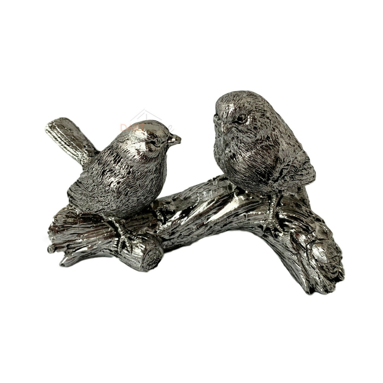 Silver Birds On Tree Branch Garden Decorative Ornament Resin Etsy