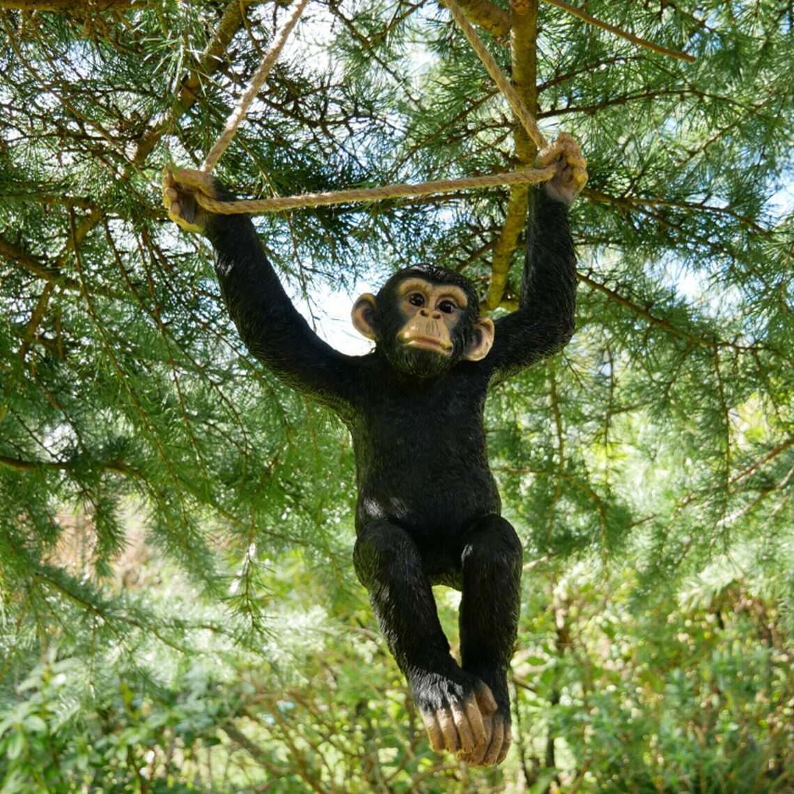 Climbing Monkey Tree Hanging Garden Tree Ornament Statue Etsy