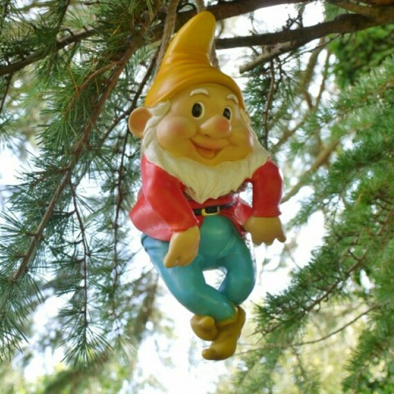 Funny Gnome on a rope figures for outdoors Garden Gnome hanging tree ornament