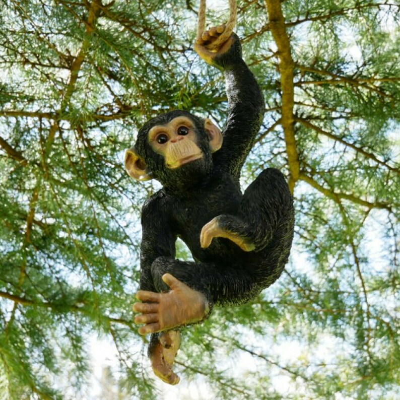 Climbing Monkey Tree Hanging Garden Tree Ornament Statue Etsy