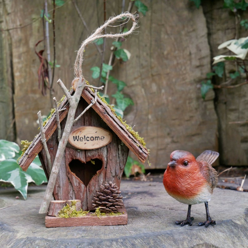 Garden Birds Vintage Wood Garden Outdoor Freestanding Nesting Box