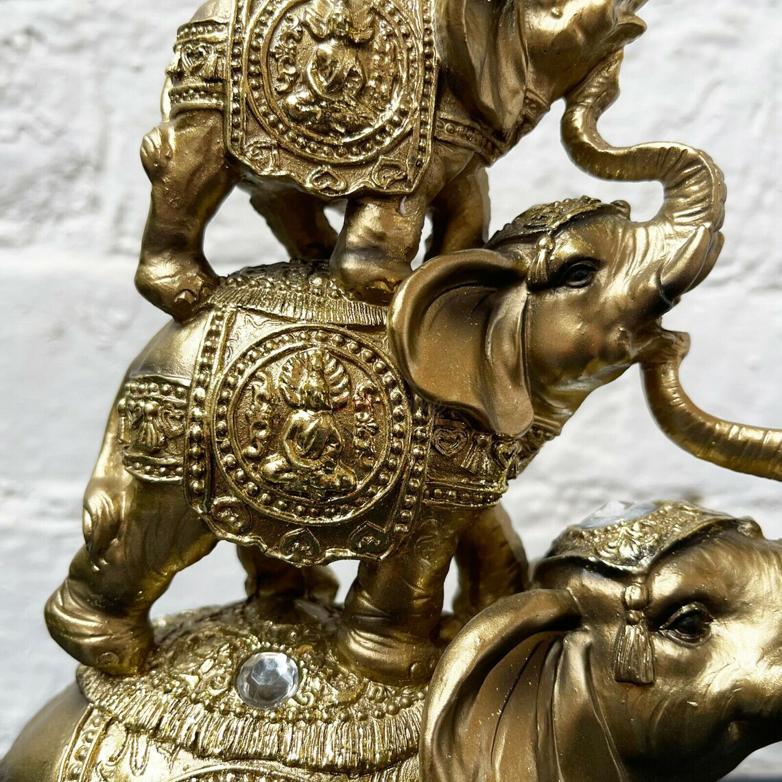 Gold 3 Buddhist Elephant Mother Baby Family Trio Stack Etsy