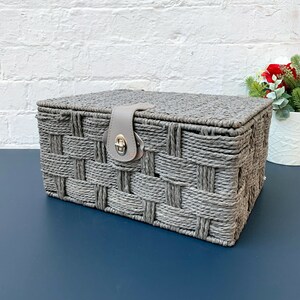 Rechteckige grau Papier gewebt Wicker Seil Deckel Lagerung | Etsy