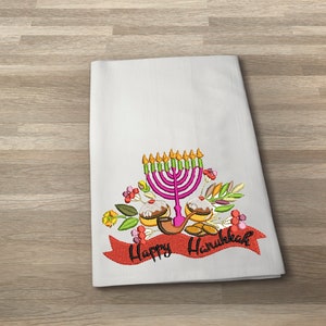 Set of 2 My Pink Menorah Happy Hanukkah Dish Towels, Jewish Princess Hanukkah gift Towels, Hanukkah Holiday Gift Towels