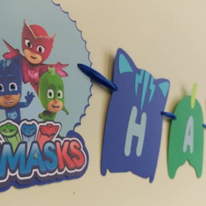 PJ Masks Birthday Banner, PJ Masks Theme, Happy Birthday Banner, PJ Masks Garland, Kids Party Banner, Superhero Banner