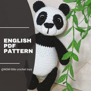 crochet pattern &quot;danny the panda&quot; , PDF english tutorial, hand made baby and child gift , crochet amigurumi toy, amigurumi panda pattern.