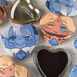 Shadow Vanilla Heart Buttons | Pin-back & Magnet