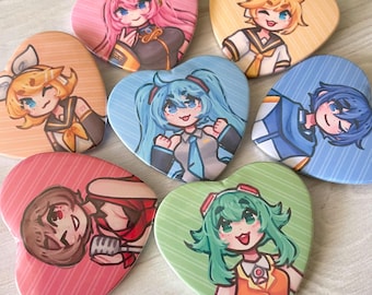 Vocaloid Herz Knöpfe | Pin-Rückseite & Magnet