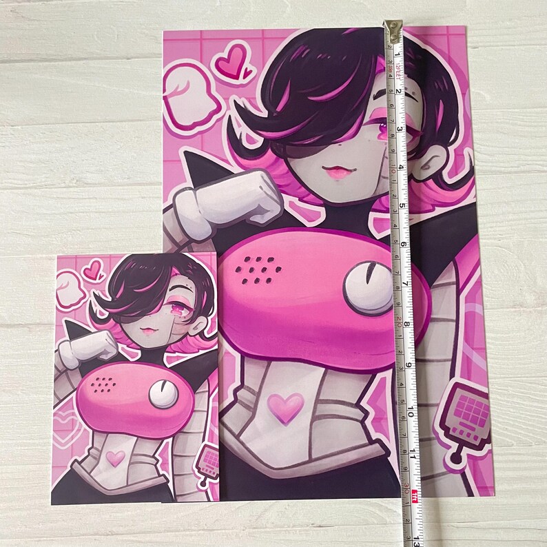 May include: A pink and white illustration of a robot character with a phone for a head. The character has pink hair and a heart on its chest. The background is pink with white hearts.