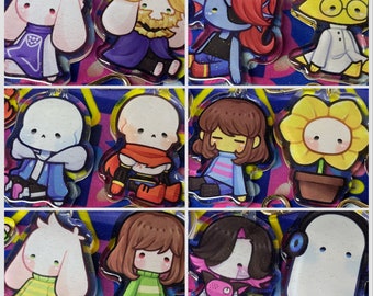 Undertale Doll Charms | 2" | Double Sided Print | Glitter Epoxy
