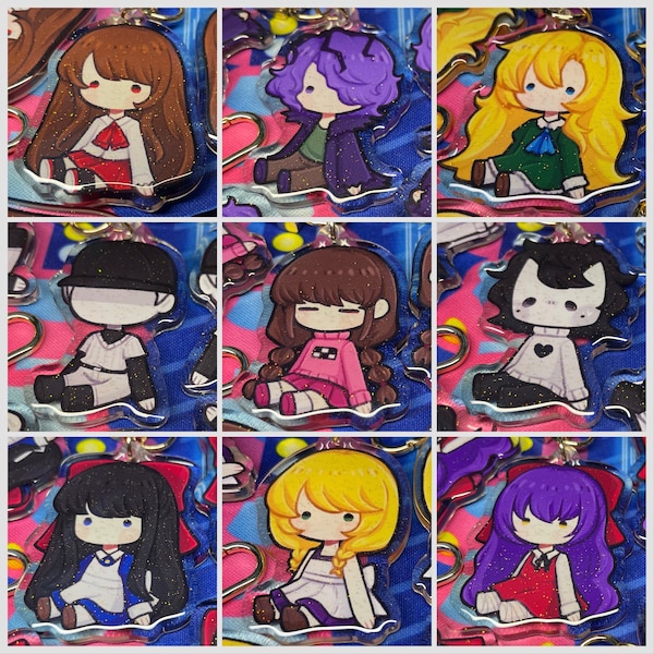 RPG Horror Doll Charms | 2" | Double Sided Print | Glitter Epoxy