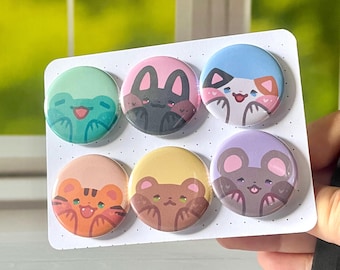 Animal Buttons | 1.25" | Pin-back & Magnet