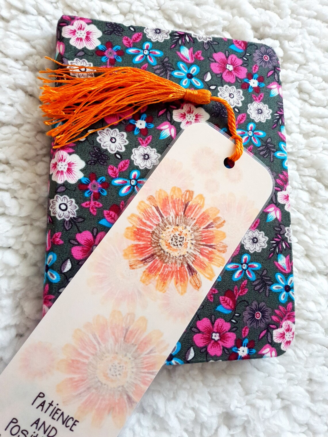 Bloem Bladwijzer Geduld en Positiviteit citaat Oranje