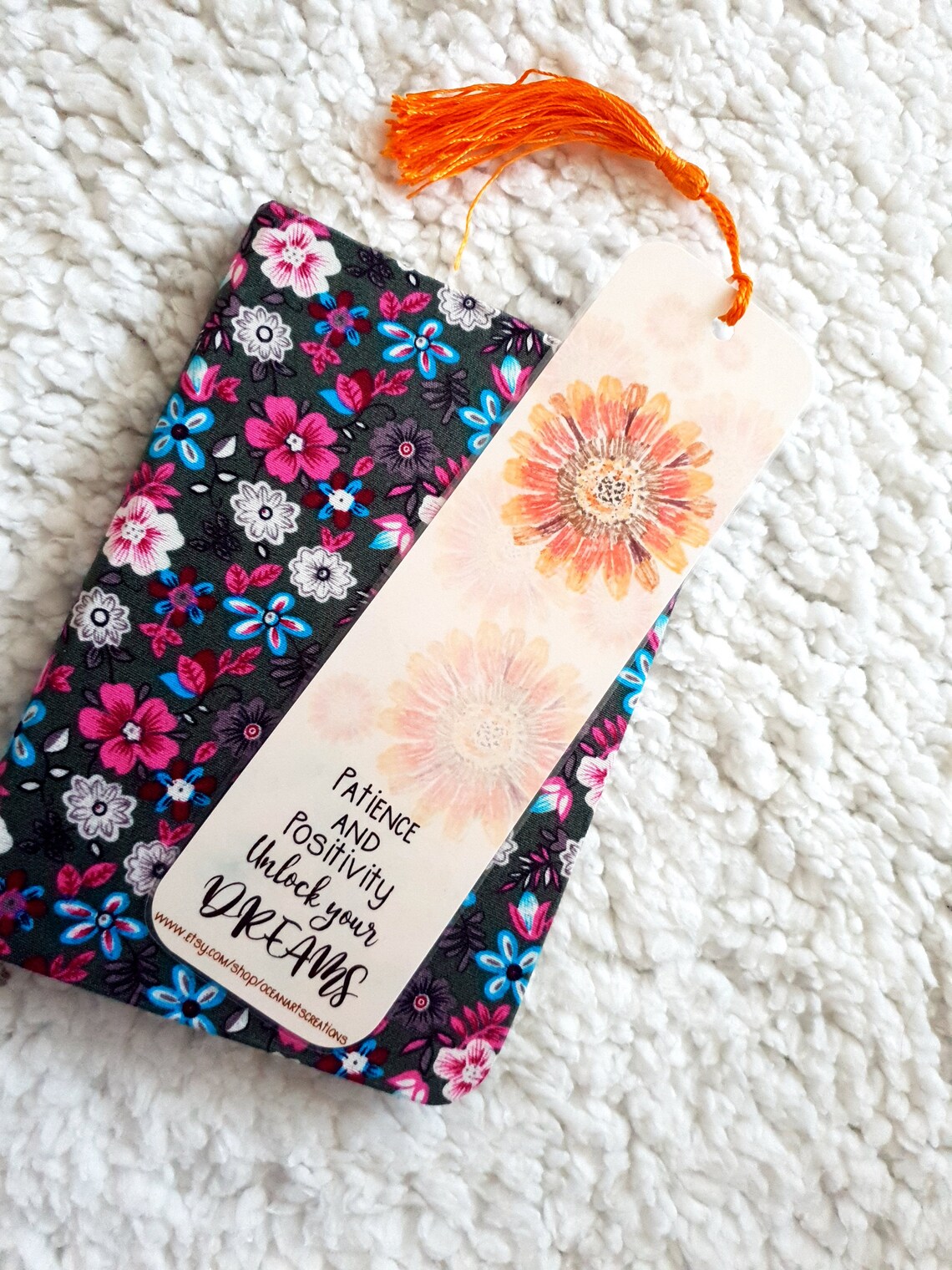 Bloem Bladwijzer Geduld en Positiviteit citaat Oranje