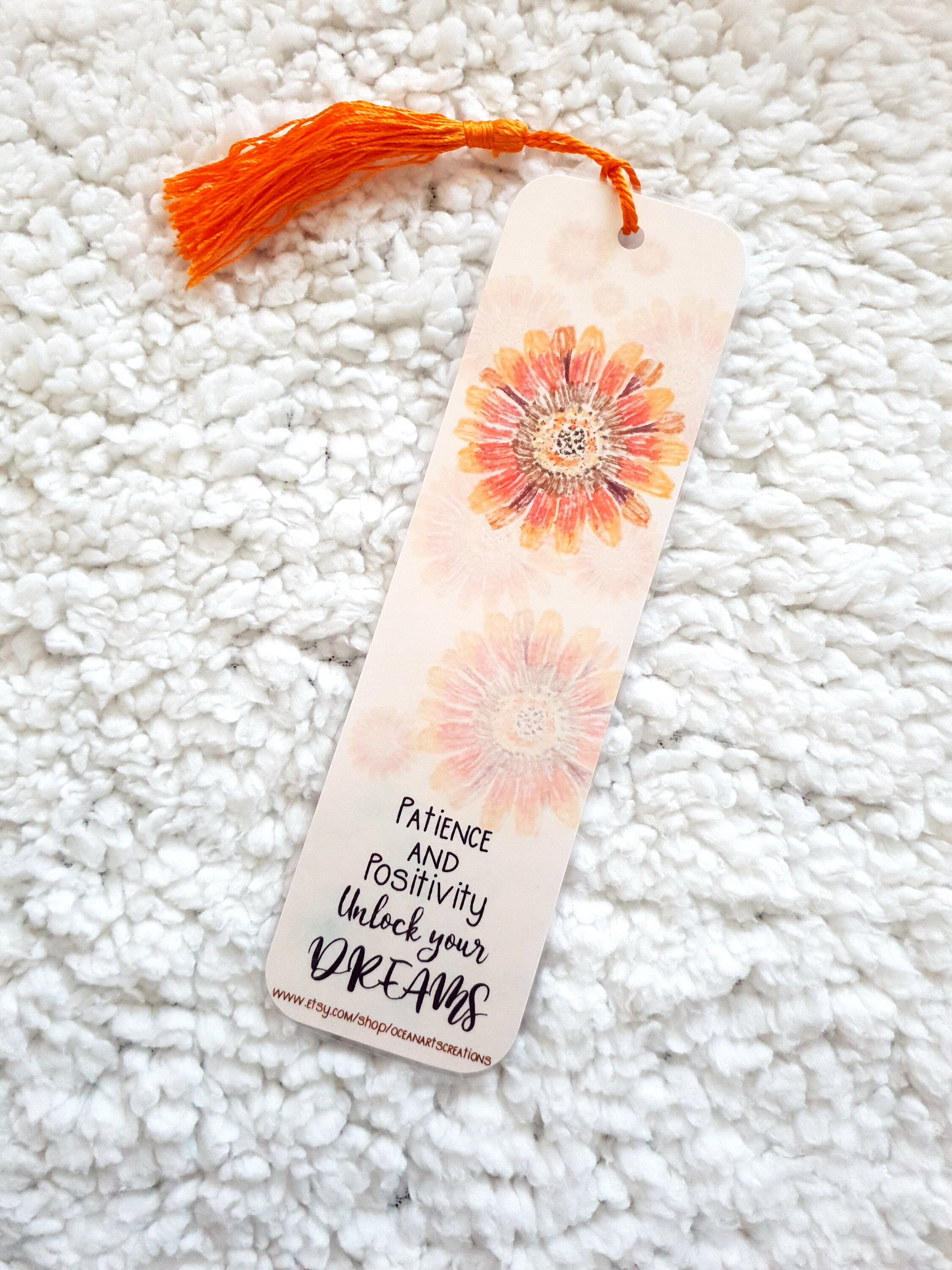 Bloem Bladwijzer Geduld en Positiviteit citaat Oranje