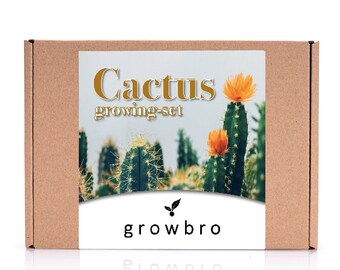 CACTUS growbro GROW KIT incl. spray bottle | birthday gift, succulents, gifts for women & men, cacti seeds, indoor plants, garden gift