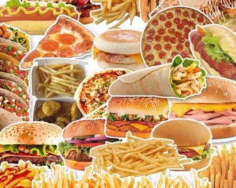 Fast Food Sticker Pack, Hamburger Pizza Pommes Planer Aufkleber, Laptop Aufkleber Set
