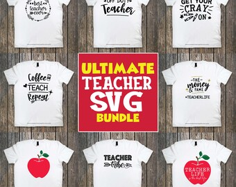 Teacher SVG Bundle -  Fun Teach SVG Set for Making Teacher Gifts - DIY Teacher Gifts with Teacher Life Svg, Funny Teacher Svg and More!