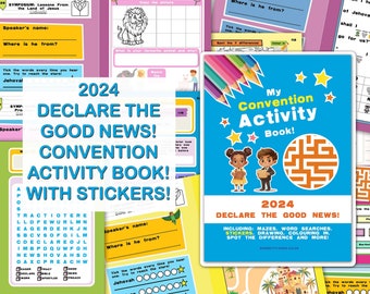 JW Kids Convention Activity Book - 2024 “Declare the Good News!" JW Convention Notepad - Children's Book with Stickers