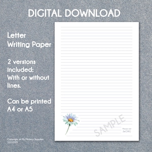 JW Briefschrijfpapier | Jehovah's Getuigen | Downloadbaar | Afdrukbaar papier digitale download bekleed | Ongevoerd | Madeliefje