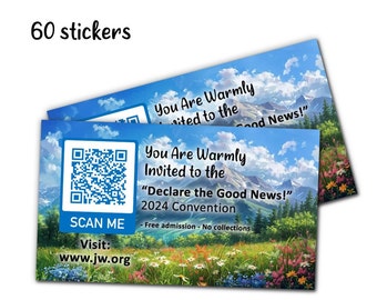 JW Convention Stickers - 60 Stickers - jw.org QR Code - 2024 For Letter Writing