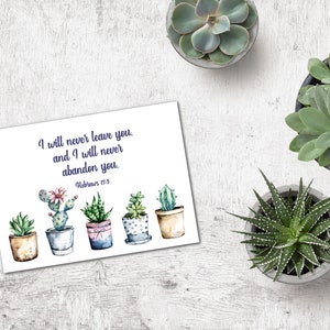 Cartolina regalo Stampa incorniciata JW - Piante di cactus - Non ti lascerò mai - Ebrei 13:5