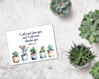 Postcard Gift Framing Print JW -  Cactus Plants - I will never leave you - Hebrews 13:5