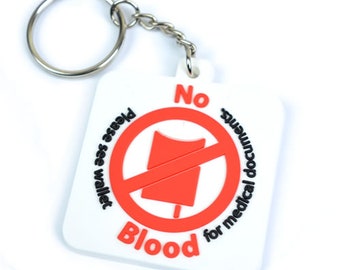 Rubber No Blood Keyring - JW