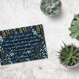 Cartolina regalo Stampa incorniciata JW - Motivo blu scuro - Dio di ogni conforto - 2 Corinzi 1:3,4