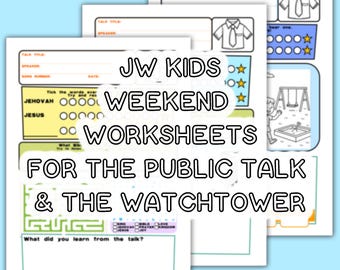 JW Kids | Downloadable Printable Worksheets for Children | Sunday Meeting Activity Sheets | Talks & Watchtower | For Weekend Meetings