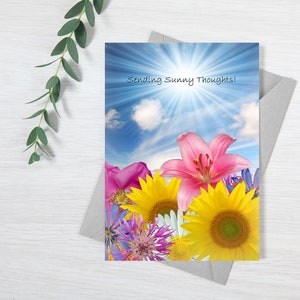 Grußkarte JW - Glanz - Ausdauer - Sende sonnige Gedanken - Blumen