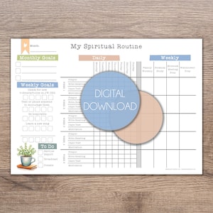 My Spiritual Routine | JW | Jehovah's Witnesses | Downloadable | Monthly, Weekly, Daily | Planner |Calendar| Organise | Checklist| Printable