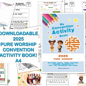 Digital Druckbare | JW Kids Convention Aktivitätenbuch | Druck zu Hause |A4| 2025 Pure Anbetung JW Convention Buch | Kinderbuch