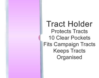 JW Ministry Slim Tract Holder - 10 Pocket Clear Slim Tract Holder