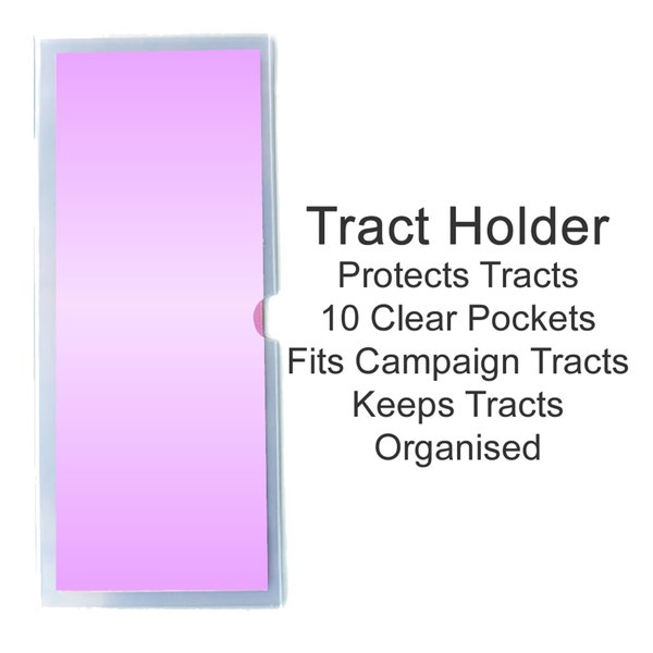 JW Ministry Slim Tract Holder - 10 Pocket Clear Slim Tract Holder
