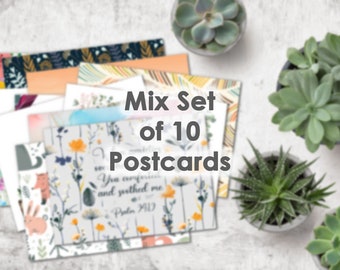 Postcard Gift Framing Print JW - Random Mix Pack Set of 10 Postcards.