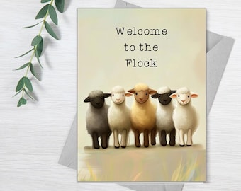 Greetings Card JW - Gloss - Baptism - Welcome to the flock - Cute sheep