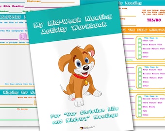 JW Kids Meeting Activity Book - Cahier d'exercices de réunion - Cahier d'exercices pour enfants - Cahier d'exercices de réunion en milieu de semaine - JW