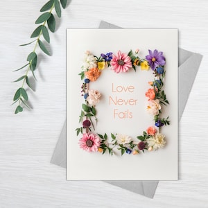Greetings Card JW - Gloss - Wedding and Anniversary Card - Love Never Fails - 1 Cor. 13:8 JW gift