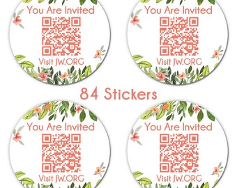 Meeting Invite Stickers x 84 - Round JW.ORG - For Campaign Letter Writing