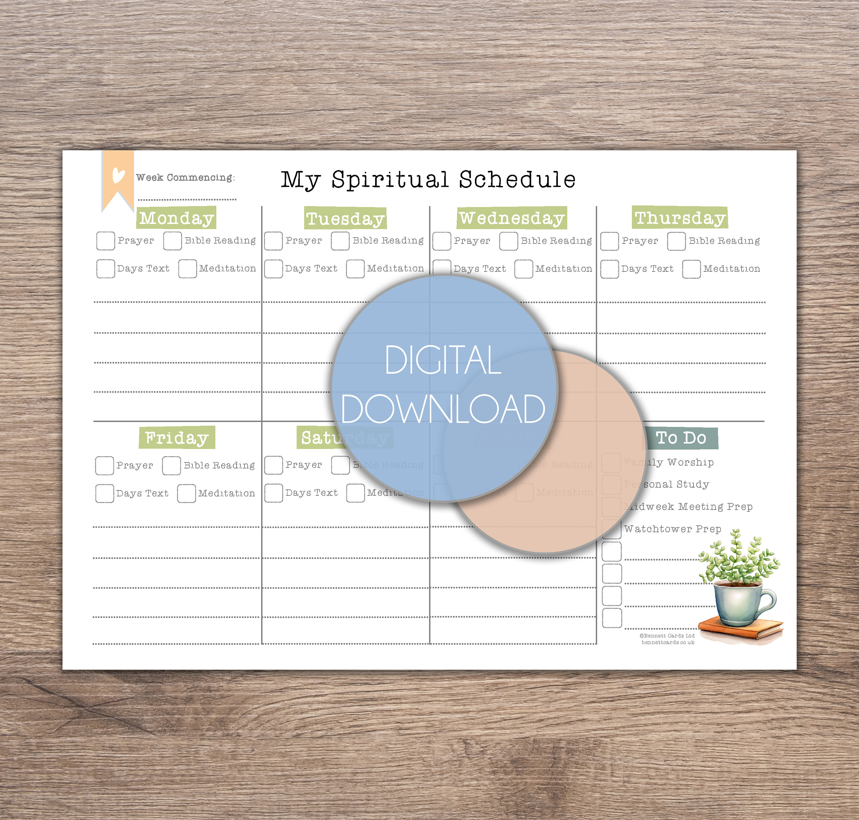 My Spiritual Schedule | JW | Jehovah's Witnesses | Downloadable ...