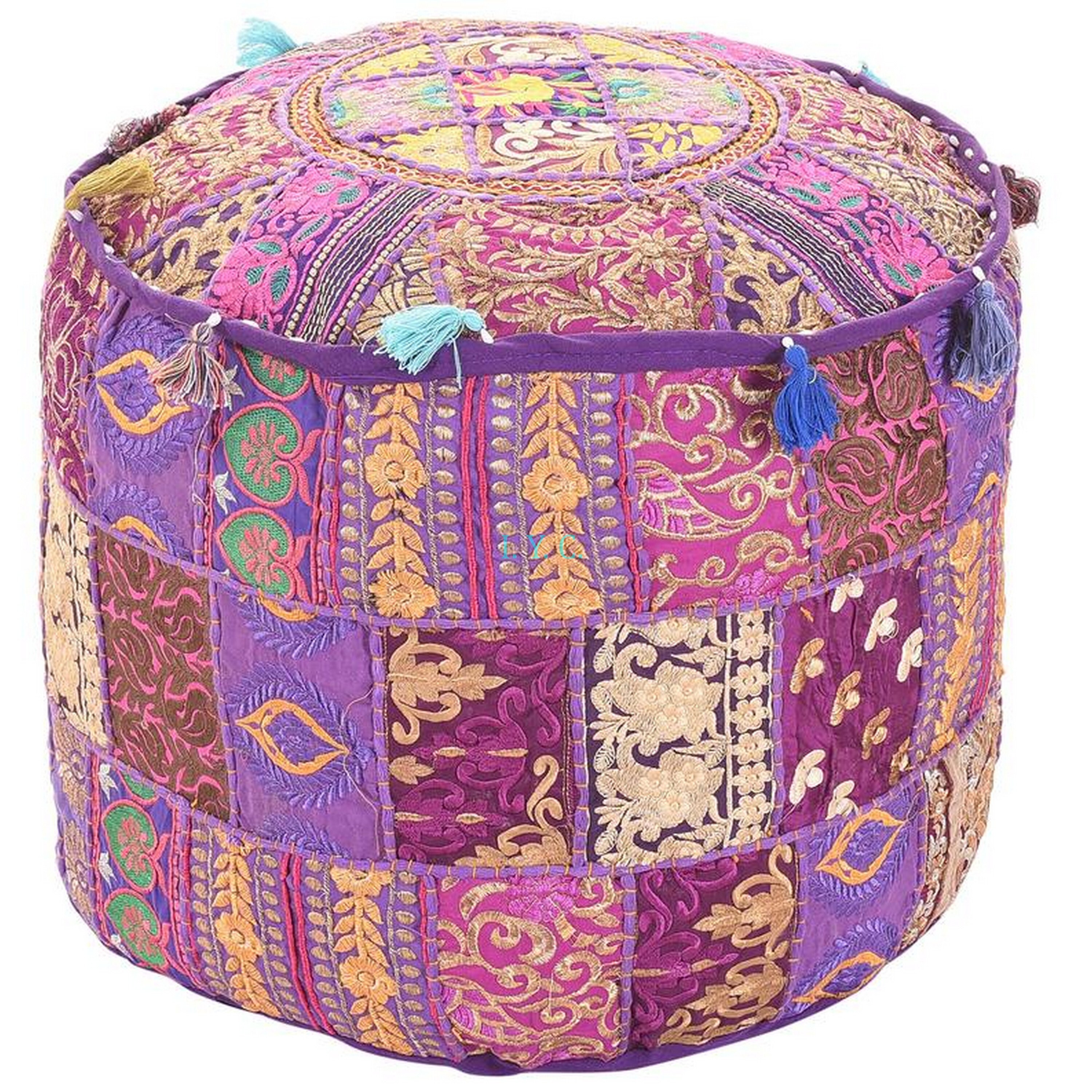 Floor pouf cushion cover Indian pouf ottoman meditation Etsy