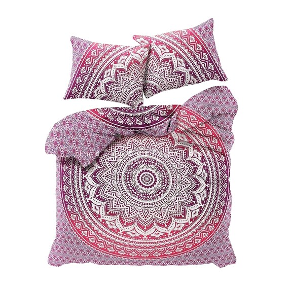 Pink Ombre Duvet Cover Queen Size Bedding Mandala Doona Cover Etsy
