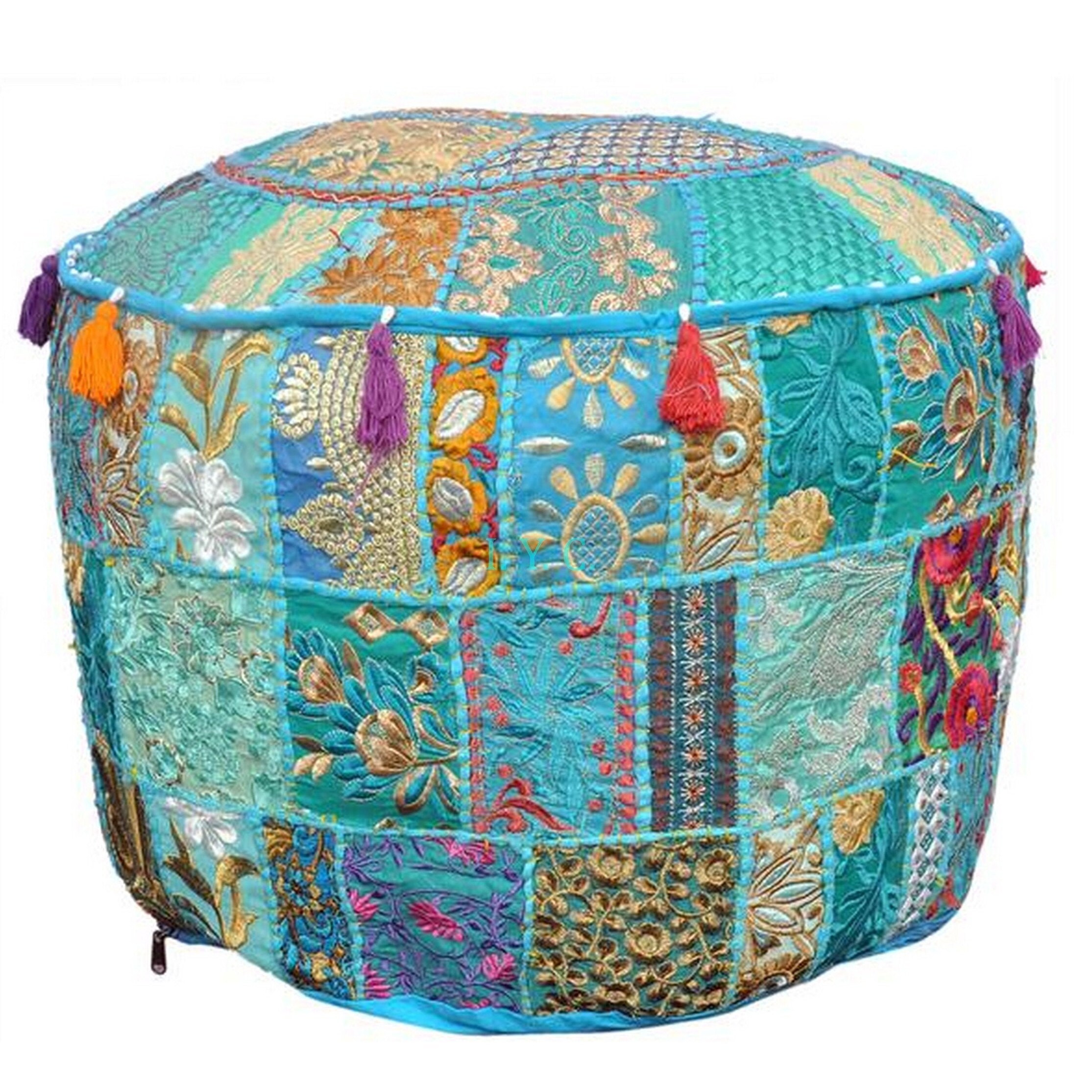 Floor pouf cushion cover Indian pouf ottoman meditation Etsy