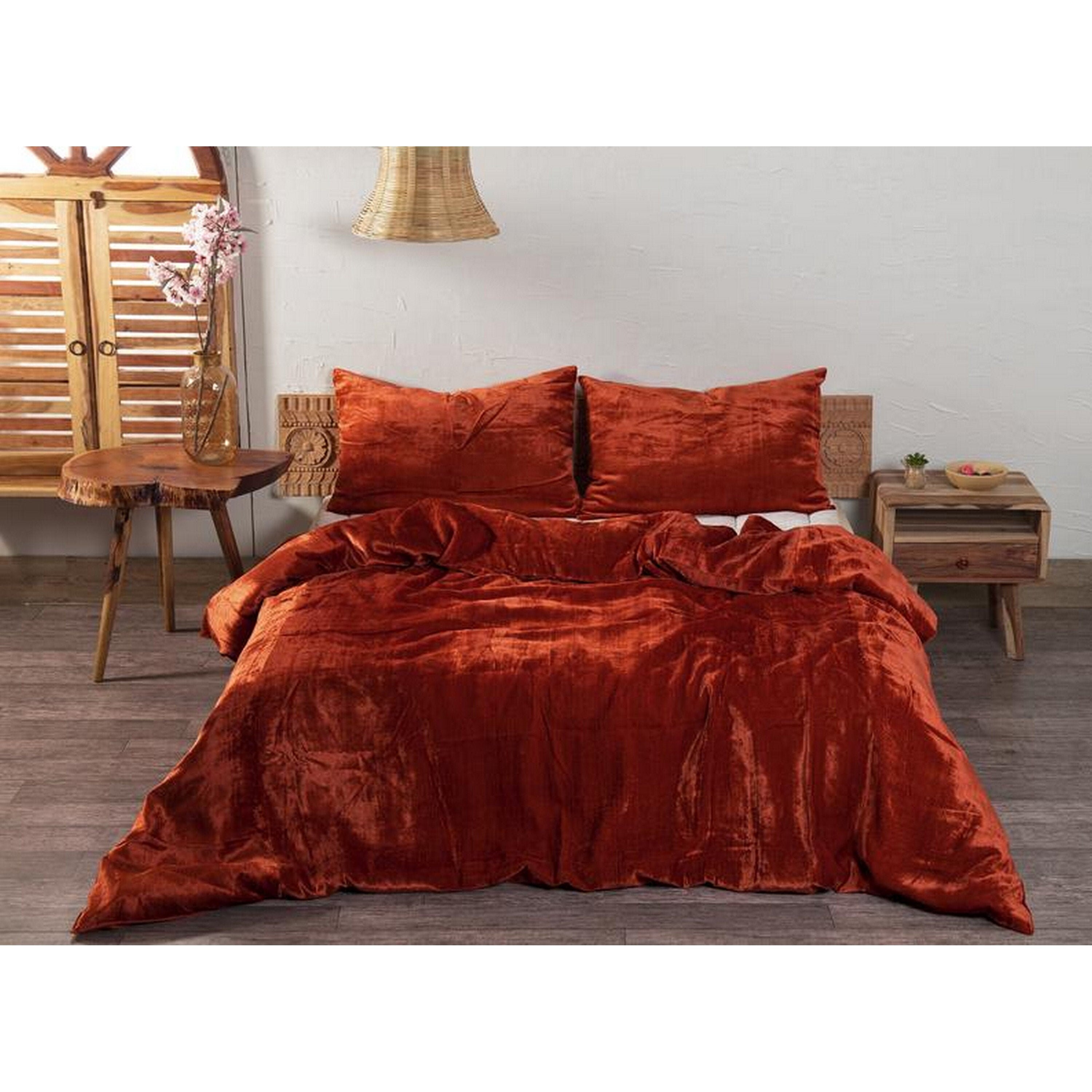 3 Pieces Set Luxury Crushed Velvet Duvet Cover Boho Bedding UO Etsy